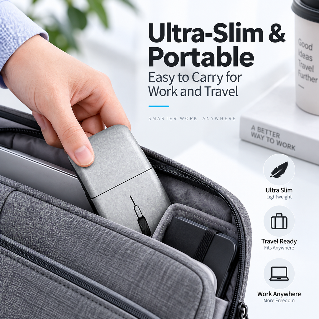 G-OUSSVE Ultra-Thin Foldable Dual-Mode Wireless Mouse, Bluetooth & 2.4G Rechargeable Portable Mouse