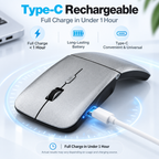 G-OUSSVE Ultra-Thin Foldable Dual-Mode Wireless Mouse, Bluetooth & 2.4G Rechargeable Portable Mouse