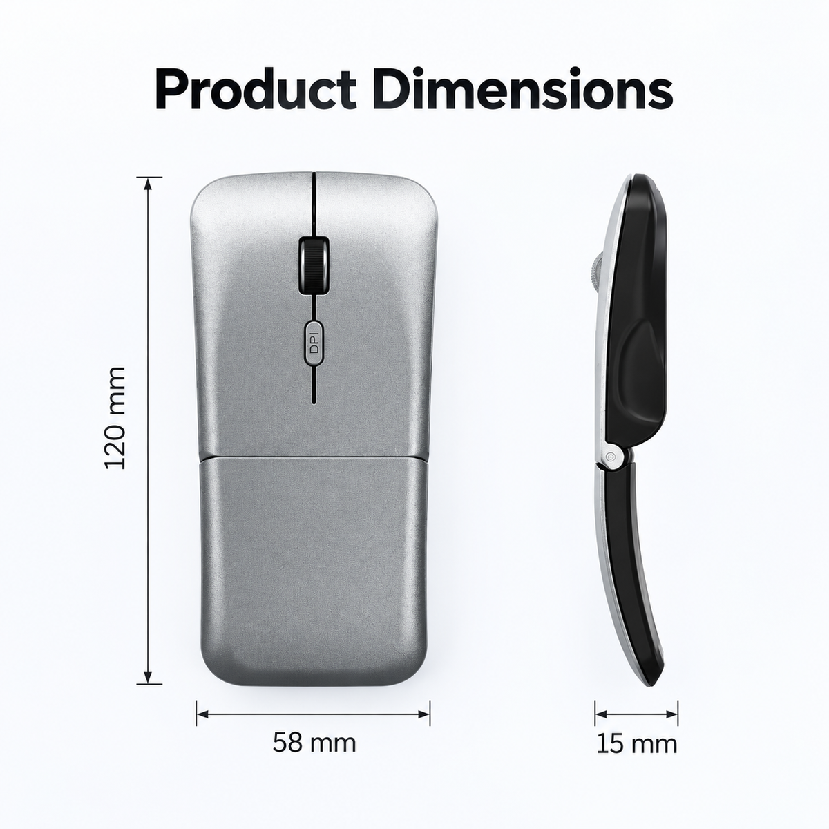 G-OUSSVE Ultra-Thin Foldable Dual-Mode Wireless Mouse, Bluetooth & 2.4G Rechargeable Portable Mouse
