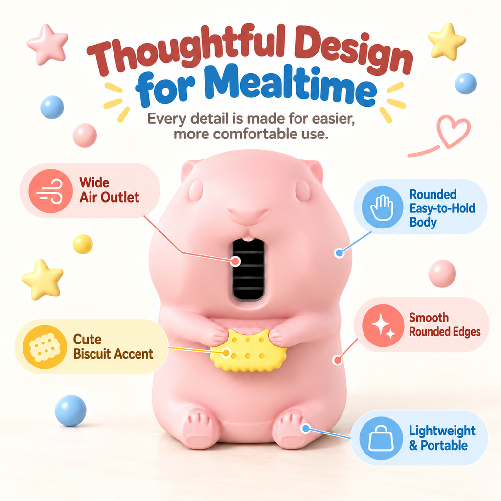 G-OUSSVE Cute Clip-On Food Cooling Fan – Portable Mini Mealtime Helper for Bowls & Cups