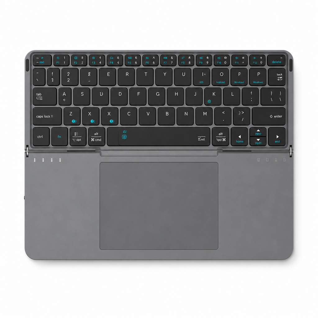 G-OUSSVE Portable Wireless BT Foldable Keyboard New Detachable Leather Stand for Tablet Phone Touch Typing Mini Keyboard with Ergonomic Design , External Keyboard, Ergonomic Keyboard Pad