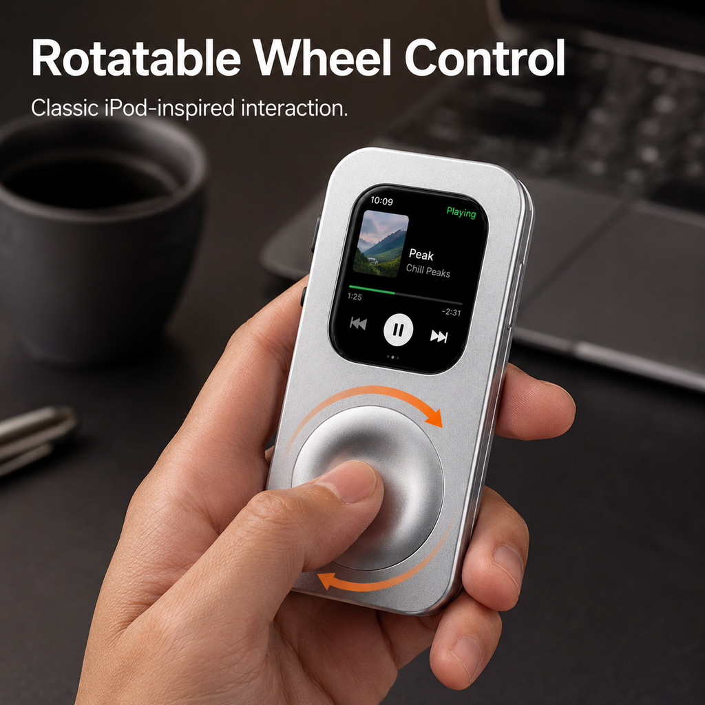 G-OUSSVE Retro Click-Wheel Metal Case for Apple Watch – iPod-Inspired Handheld Conversion