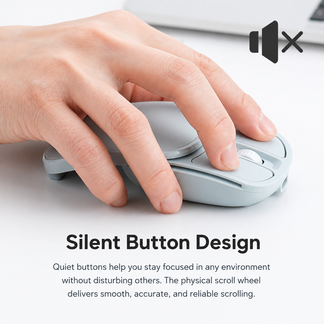 G-OUSSVE Rechargeable Sliding Wireless Mouse – Compact Portable Mouse with Silent Clicks, USB-C Charging & 2.4GHz Wireless