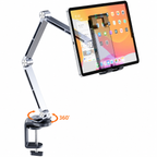 G-OUSSVE Tablet Stand for iPad, Adjustable Aluminum Phone Holder with Magnetic Head & Plastic Clamp, 360° Rotation Bed Mount Compatible with 4-13" Devices