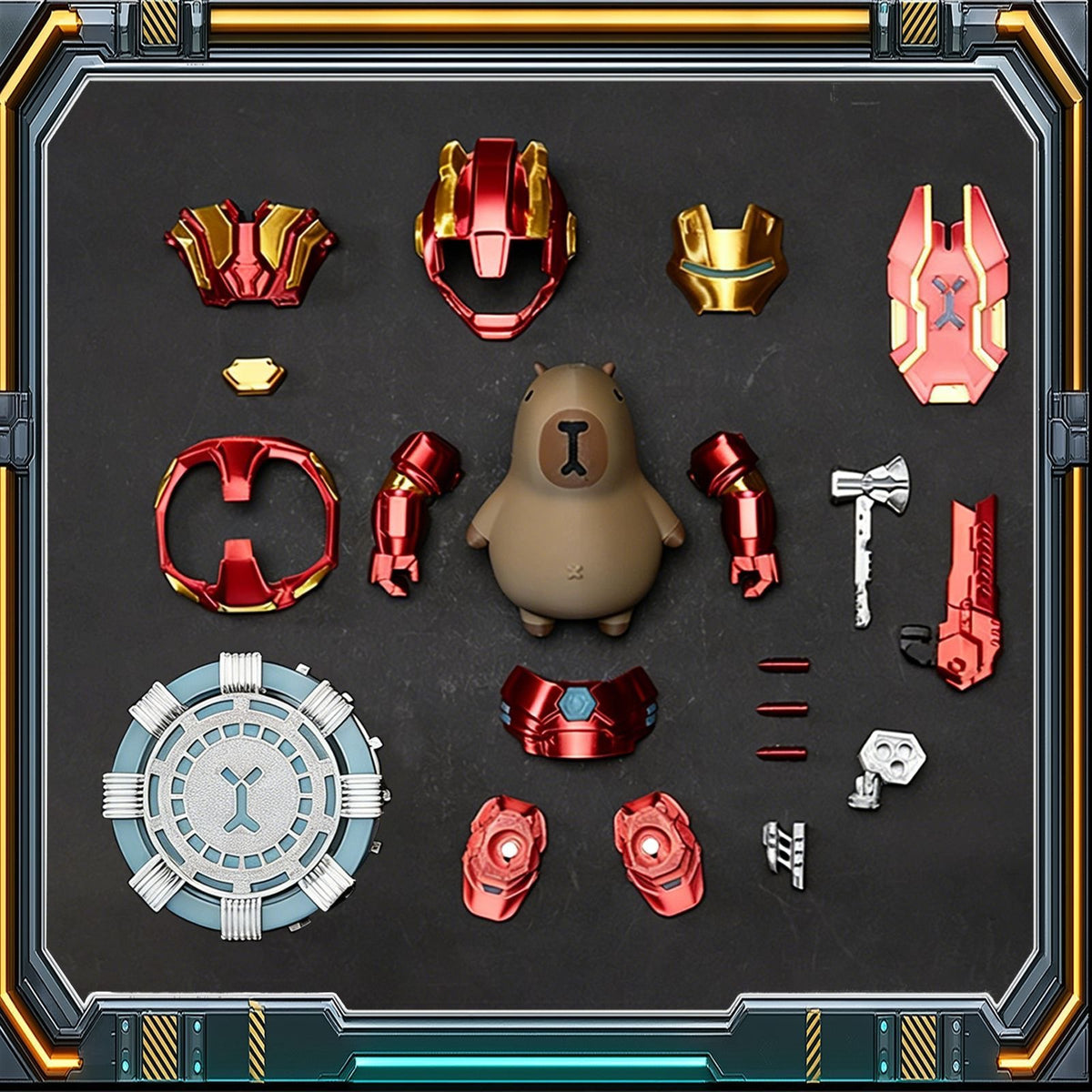 G-OUSSVE Capibala cosplay Iron Man glowing magnetic mecha cute desktop ornament movie peripheral figurine