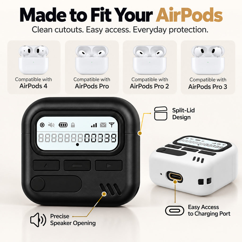 G-OUSSVE Retro Bluetooth Earbuds Case, TPU + PC Protective Cover with Clip for AirPods Pro 3, Pro 2 & AirPods 4