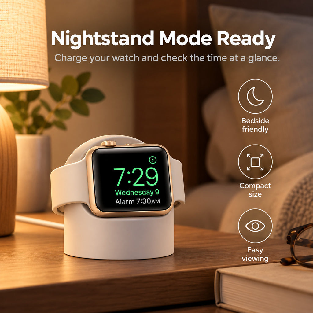 G-OUSSVE Silicone Charging Stand for Apple Watch Series 1-5, Desktop Watch Charger Dock Holder for Nightstand and Desk