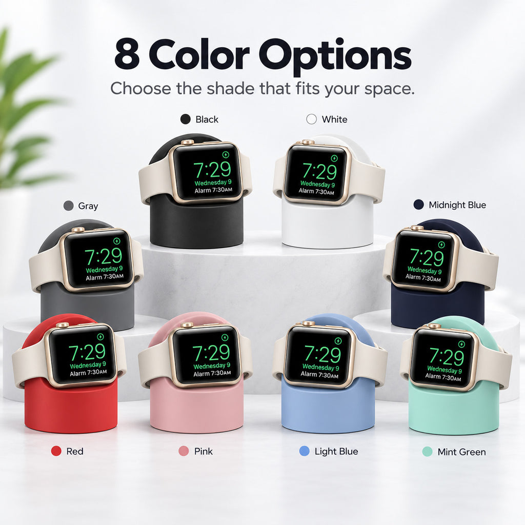 G-OUSSVE Silicone Charging Stand for Apple Watch Series 1-5, Desktop Watch Charger Dock Holder for Nightstand and Desk