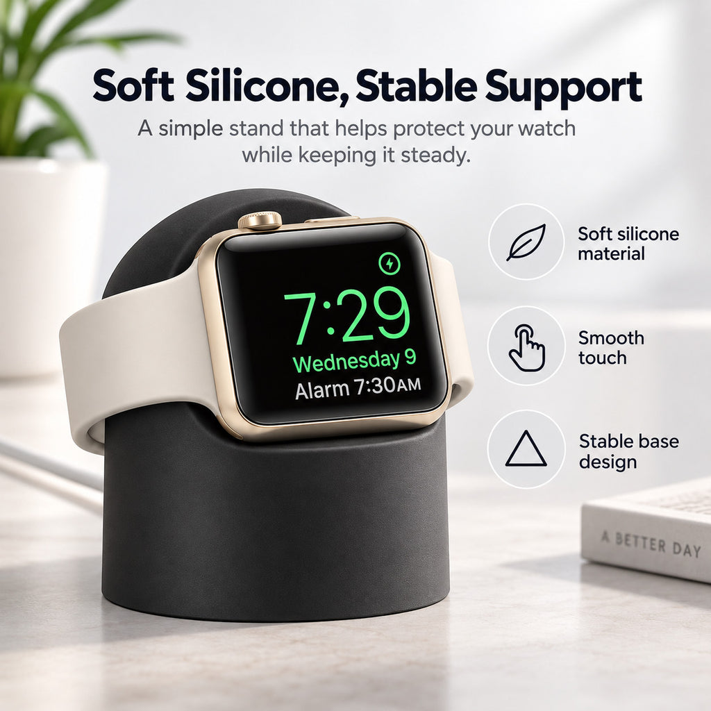 G-OUSSVE Silicone Charging Stand for Apple Watch Series 1-5, Desktop Watch Charger Dock Holder for Nightstand and Desk