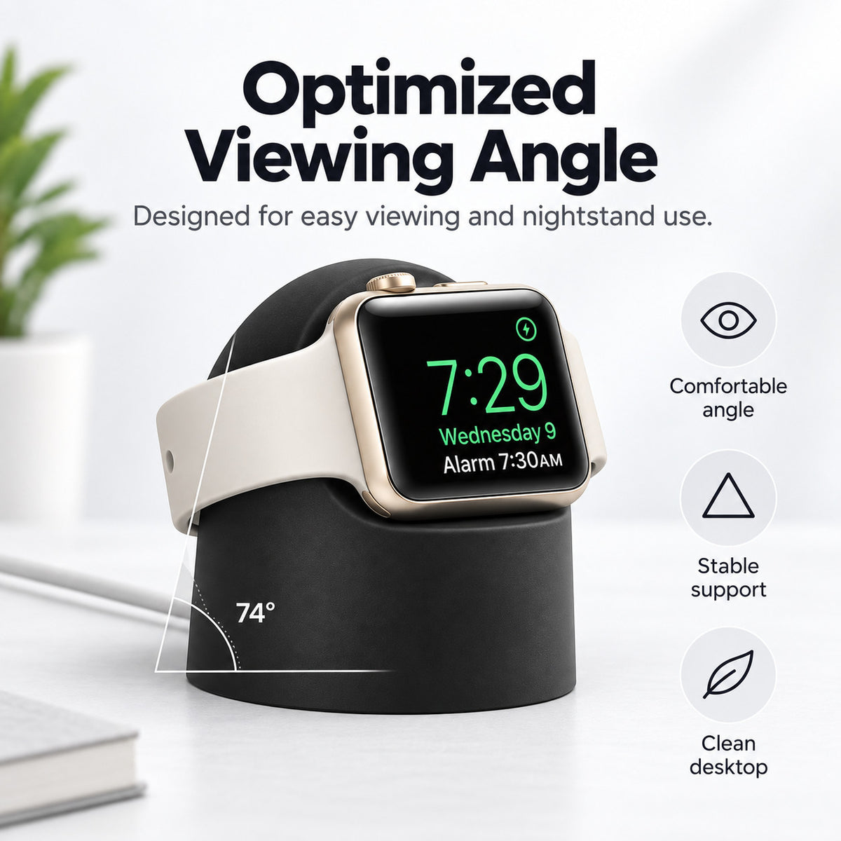 G-OUSSVE Silicone Charging Stand for Apple Watch Series 1-5, Desktop Watch Charger Dock Holder for Nightstand and Desk