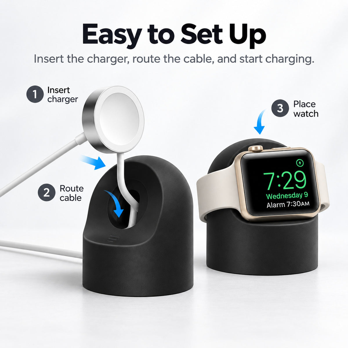 G-OUSSVE Silicone Charging Stand for Apple Watch Series 1-5, Desktop Watch Charger Dock Holder for Nightstand and Desk