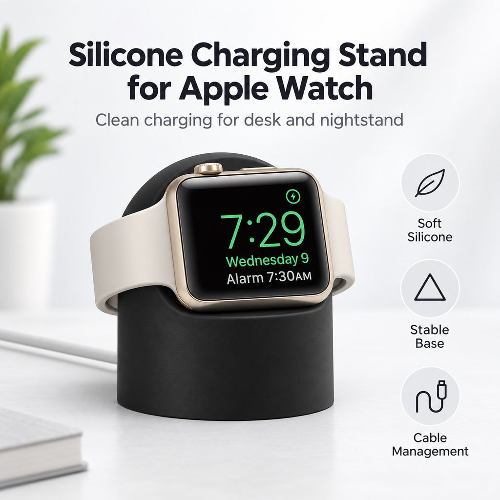 G-OUSSVE Silicone Charging Stand for Apple Watch Series 1-5, Desktop Watch Charger Dock Holder for Nightstand and Desk
