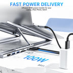 Laptop Stand,USB C Laptop Docking Station Stand, 8 in 1 USB C Hub, 2 USB 3.0, 1 USB-C Data, 1 TF Card Slot, 100W Power Delivery, Portable Design