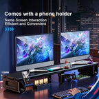 G-OUSSVE Dual Monitor Height Adjustment Stand for Desktop Screens, Gaming Desk, Holds Two Laptops, Extendable Adjustable Height, Office Screen Support Stand/Base