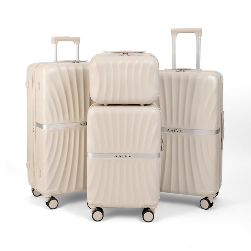 4 Piece Expandable Luggage Sets, ABS Travel Suitcase Set with Double Spinner Wheels, TSA Lock Hardshell Durable Traveling Bag Luggage Sets (13/20/26/28in) Gift for Back to School