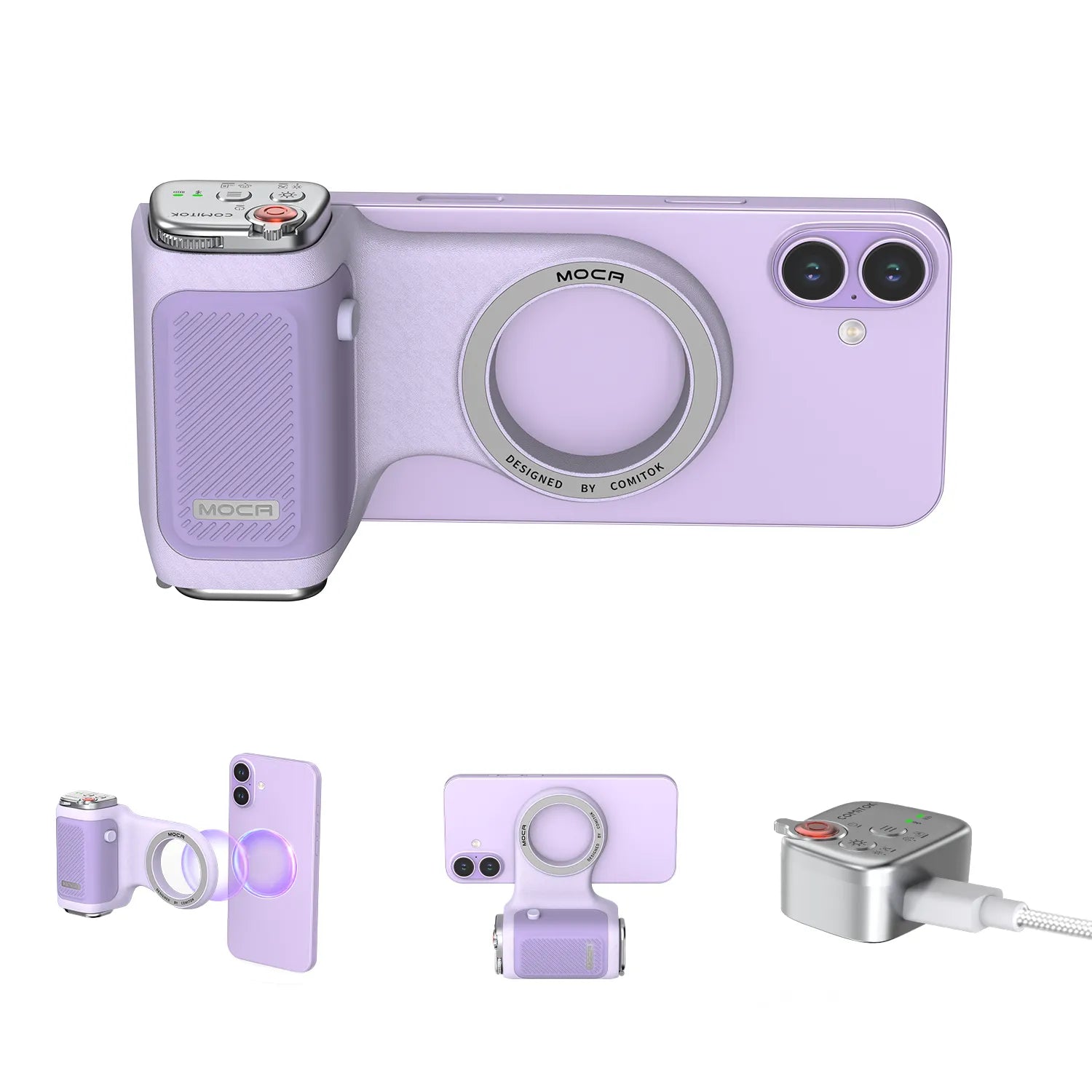 GIVBRO Magnetic Handheld Grip Phone Stand Camera Assistant with Mirror and LED Fill Light 2-in-1, Compatible with iOS 26/iOS 18, Ergonomic Grip, One-Tap Camera, Rechargeable Remote, Ideal for Thanksgiving & Christmas Gift for Photography Enthusiasts