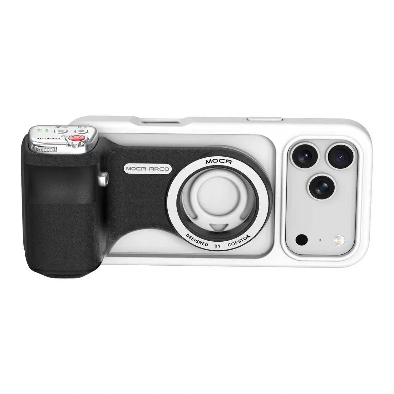 G-OUSSVE Magnetic Handheld Grip Phone Stand Camera Assistant with LED Fill Light, Magnetic Ring and Phone Case, Compatible with iOS 26/iOS 18/iOS 17, Ergonomic Grip, One-Tap Camera, Rechargeable Remote, Ideal for Photography Enthusiasts
