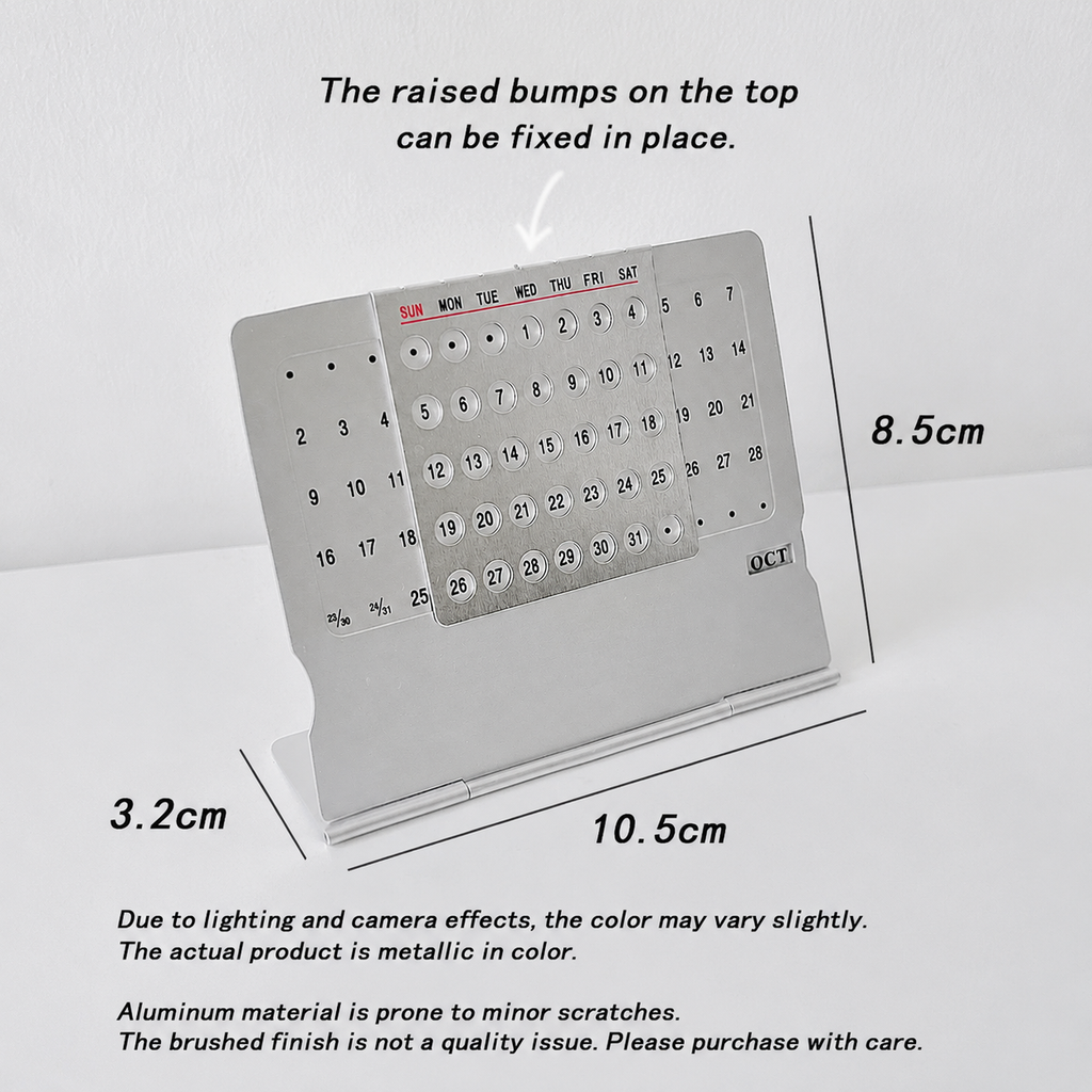 G-OUSSVE Ultra Thin Metal Desktop Calendar Mini Perpetual Planner for Home Office Use Lightweight Design for Holidays and Special Occasions