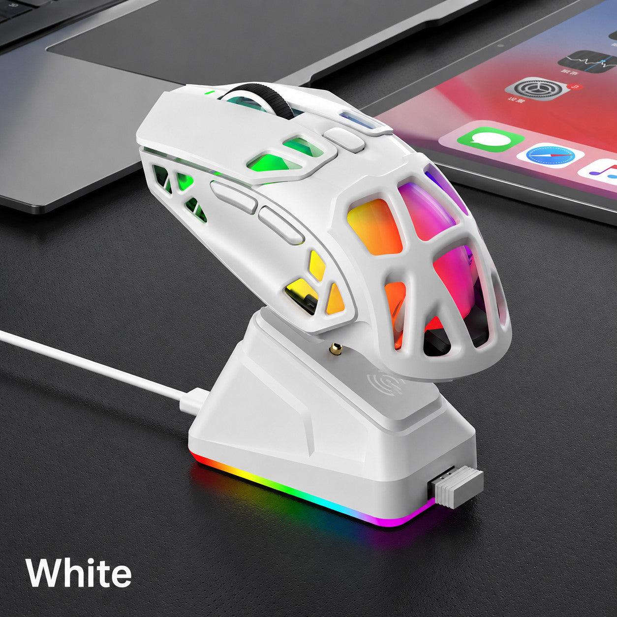 G-OUSSVE X9 Pro RGB Wireless Gaming Mouse with PAW3311 Sensor, Tri-Mode Connection, Charging Dock & Anti-Slip Grips