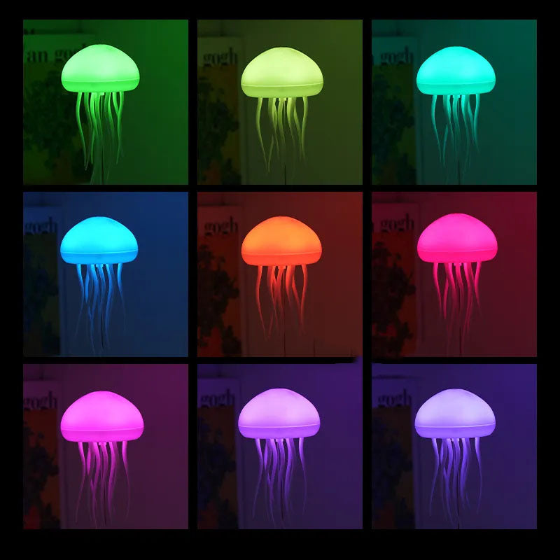 G-OUSSVE Jellyfish Lamp Night Mood Light with Sound Controlled Design Birthday Holiday Christmas Gifts for Boys Girls Men Women Home Office Decoration