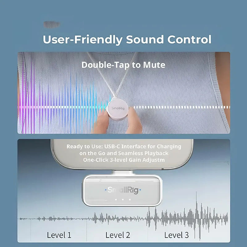 SmallRig S60 USB-C Wireless Mic,Magnetic Clip Pro Kit for iPhone 15/16 Pro & Android,44H Studio Sound with Noise Cancelling, Crystal Clear Audio,Compact,Lightweight Design Lavalier Microphone for Vlog, Live Streaming, Content Creation 4706/4934