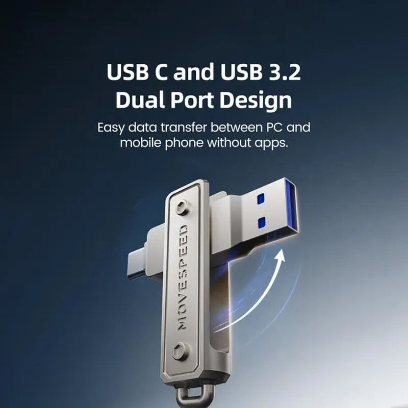 G-OUSSVE USB Flash Drive,Wild Series,1000MB/s USB 3.2 Gen2 + Type-C Dual Interface, Push-Pull Design with Lanyard,Compatible with iPhone, MacBook, Android