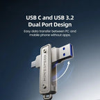 G-OUSSVE USB Flash Drive,Wild Series,1000MB/s USB 3.2 Gen2 + Type-C Dual Interface, Push-Pull Design with Lanyard,Compatible with iPhone, MacBook, Android