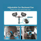 GIVBRO Adjustable Car Backseat Fan, 1 Count Summer Essential Double-head Electric Fan with Seat Clip, Strong Wind Rear Seat Back 360 Degrees Rotation Large Air Volume Fan, Men Gifts