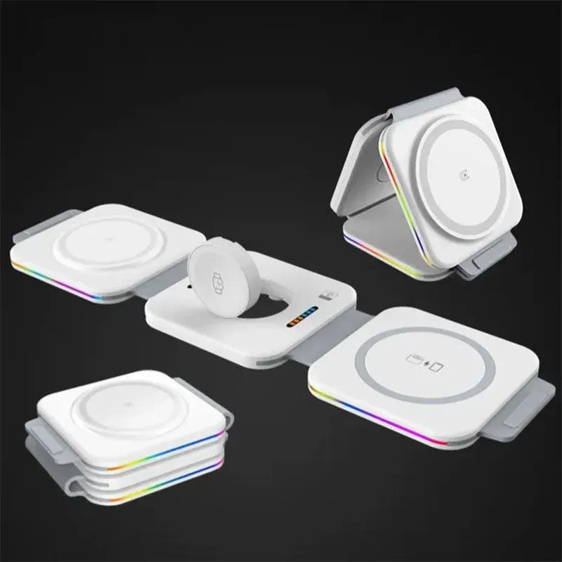 GIVBRO 3 in 1 Wireless Charger for iPhone,Magnetic Foldable 3 in 1 Charging Station,Travel Charger for Multple Devices for iPhone 15/14/13/12 Series,AirPods Pro,iWatch