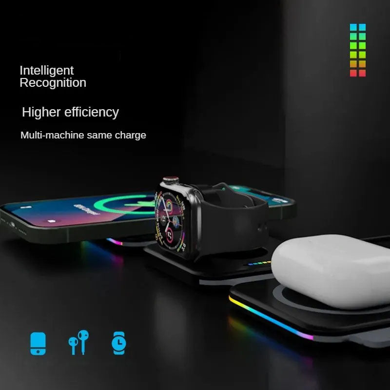 GIVBRO 3 in 1 Wireless Charger for iPhone,Magnetic Foldable 3 in 1 Charging Station,Travel Charger for Multple Devices for iPhone 15/14/13/12 Series,AirPods Pro,iWatch