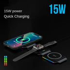 GIVBRO 3 in 1 Wireless Charger for iPhone,Magnetic Foldable 3 in 1 Charging Station,Travel Charger for Multple Devices for iPhone 15/14/13/12 Series,AirPods Pro,iWatch