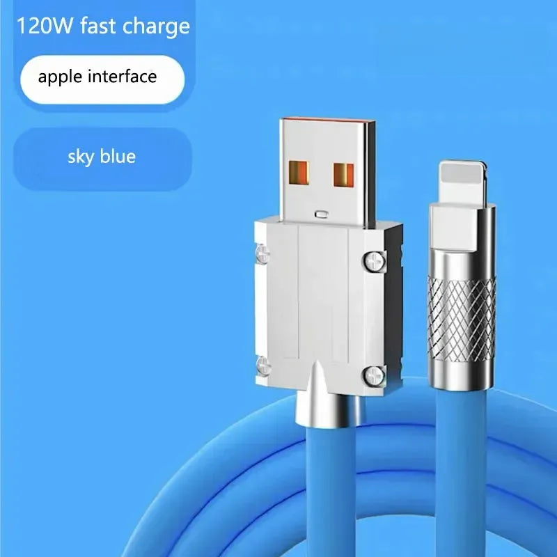 120W Super Fast Charging Data Cable Type-c Lightning Micro for Android iPhone Phones
