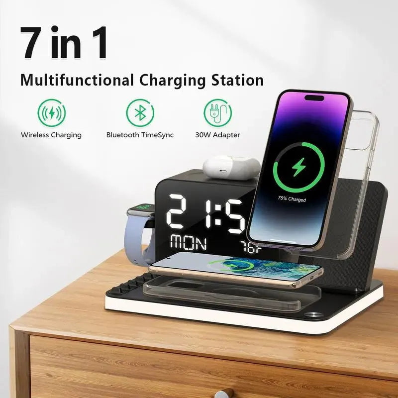 Wireless Charger 7 in 1 iPhone Charging Station Multiple Devices for iPhone 15/14/13/12/11 Series & AirPods & iWatch