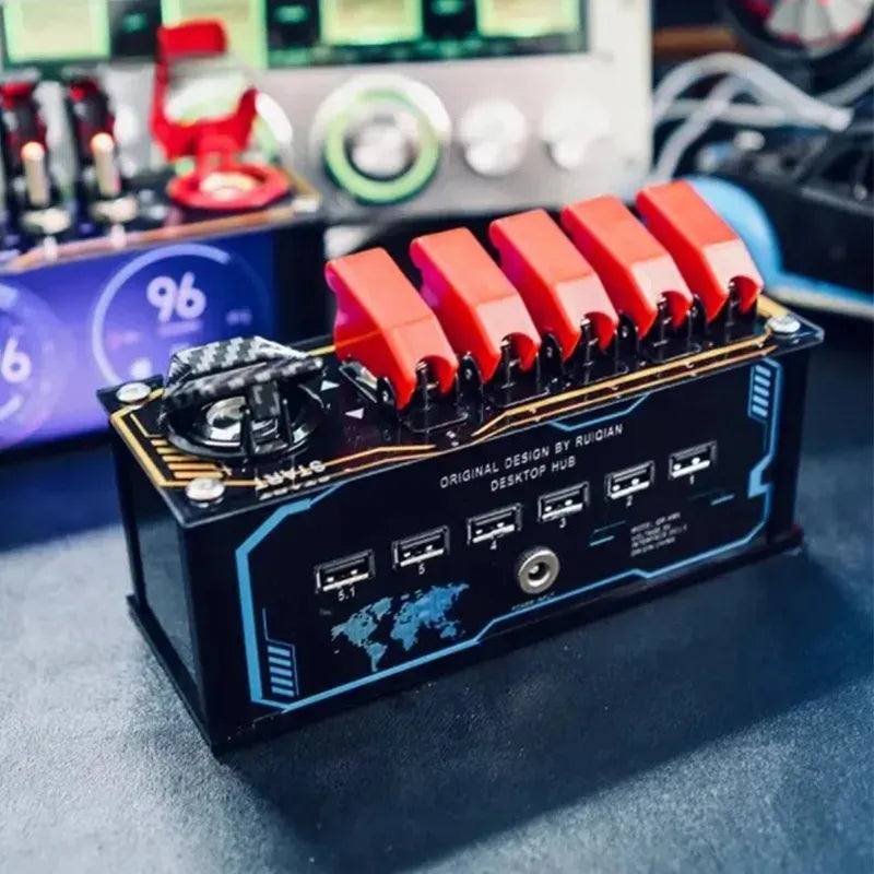 Table Setup, USB Blockchain Docking Station, Hub Extender, Atmosphere Lamp, Desktop Punk Decoration-Suitable for products with power below 15W