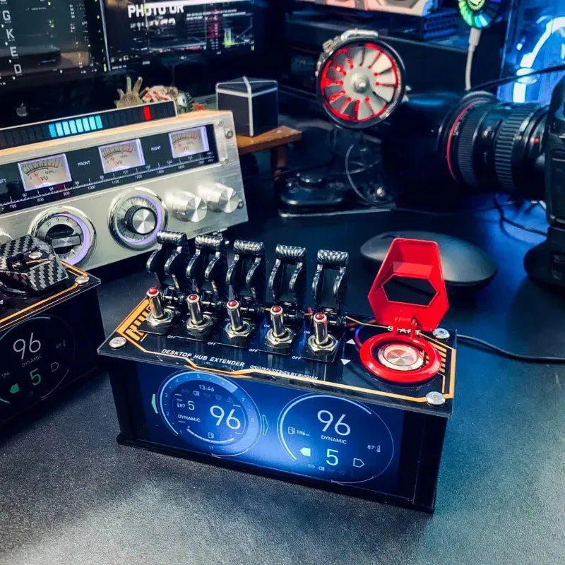 Table Setup, USB Blockchain Docking Station, Hub Extender, Atmosphere Lamp, Desktop Punk Decoration-Suitable for products with power below 15W