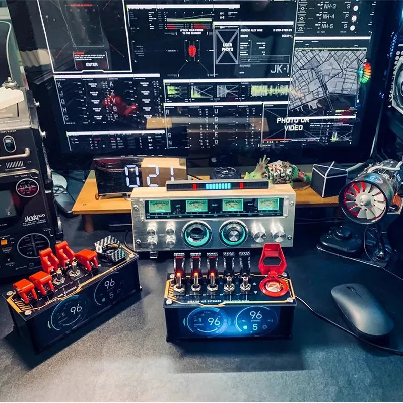 Table Setup, USB Blockchain Docking Station, Hub Extender, Atmosphere Lamp, Desktop Punk Decoration-Suitable for products with power below 15W