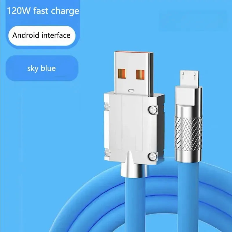 120W Super Fast Charging Data Cable Type-c Lightning Micro for Android iPhone Phones