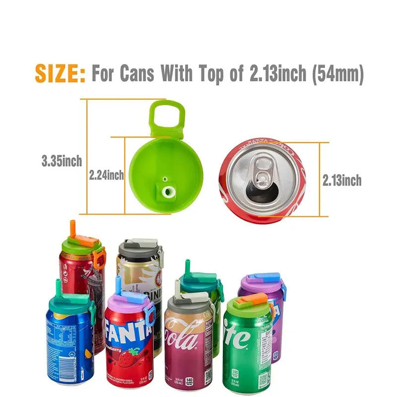 Soda Can Lids with straw, Silicone Straws Soda  Can Covers,straw soda can lid, BPA-Free, Reusable for can covers for soda, Beverage, Juice,Seltzer