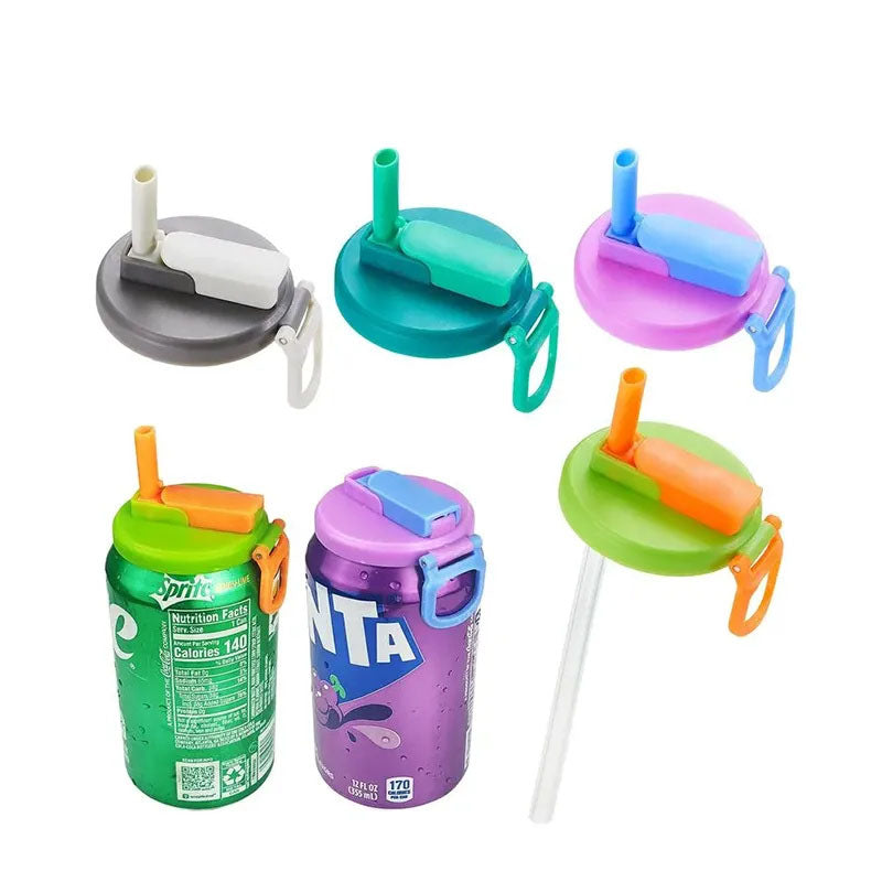 Soda Can Lids with straw, Silicone Straws Soda  Can Covers,straw soda can lid, BPA-Free, Reusable for can covers for soda, Beverage, Juice,Seltzer
