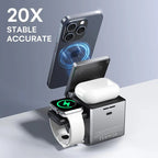 G-OUSSVE 3 in1 Wireless Charger MagCube, 15w Fast Charging for iPhone 15 Pro 14 13 12 Max/Mini/Plus,for Apple Watch9 8 7 6 5 4 3 2 SE, for AirPods Pro 3 2, Compact & Portable Wireless Charging Station, Fits with Qi2 Wireless Charging Smartphone & Earbu