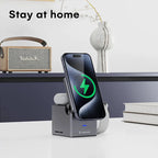 G-OUSSVE 3 in1 Wireless Charger MagCube, 15w Fast Charging for iPhone 15 Pro 14 13 12 Max/Mini/Plus,for Apple Watch9 8 7 6 5 4 3 2 SE, for AirPods Pro 3 2, Compact & Portable Wireless Charging Station, Fits with Qi2 Wireless Charging Smartphone & Earbu