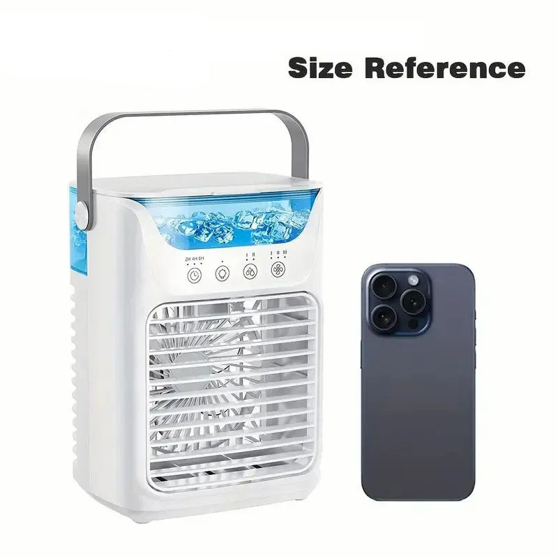 GIVBRO 1pc Portable USB Mini Air Cooler Fan, Desktop 3-in-1 Cooling Air Conditioner Fan With Water Cooled, Colorful Breathing Light And Humidifier Function For Family/Office And Outdoors Use