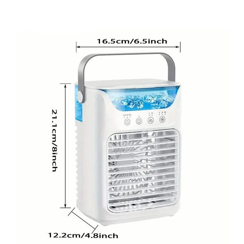 GIVBRO 1pc Portable USB Mini Air Cooler Fan, Desktop 3-in-1 Cooling Air Conditioner Fan With Water Cooled, Colorful Breathing Light And Humidifier Function For Family/Office And Outdoors Use