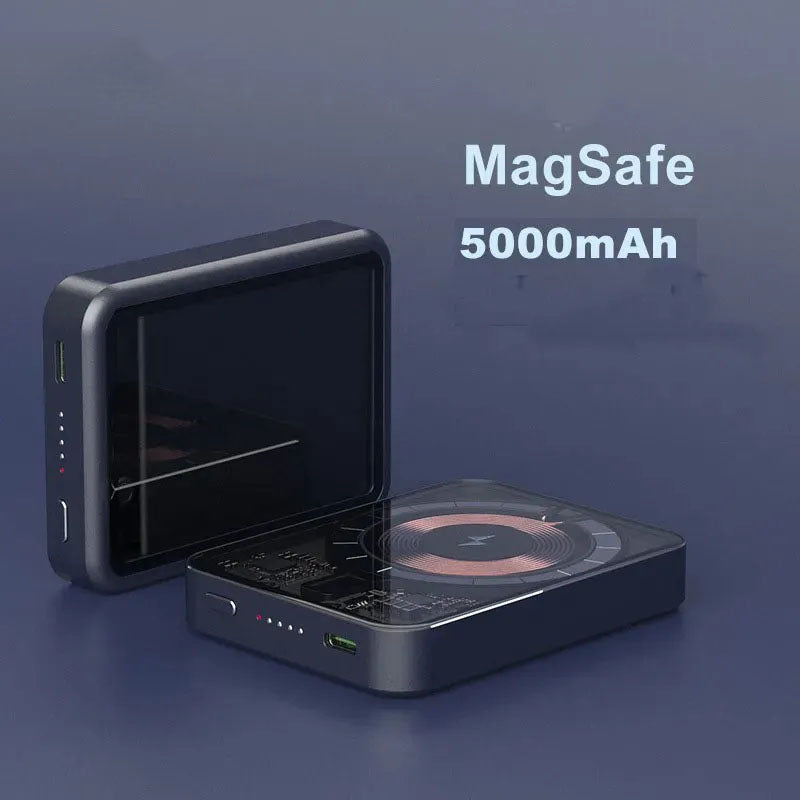 G-OUSSVE Industrial Style Power Bank Transparent Charging Treasure PD22.5W Fast Charging Magnetic Mobile Power Supply Large Capacity, Compact and Portable