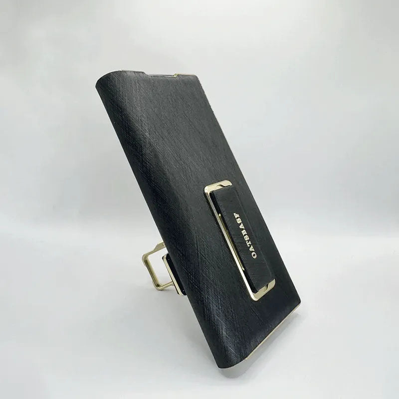 Dual-strap leather phone case for Samsung Z Fold6, featuring a 360° rotating kickstand for versatile viewing and secure grip. Stylish and functional protection for your foldable device.