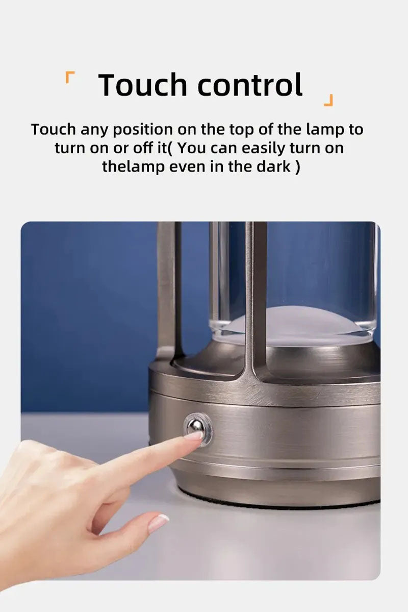 LED Vintage Touch Lamp: Rechargeable Ambient Light, Decorative Desk Lamp, Ideal for Bars, Camping, and as a Bedside Night Light