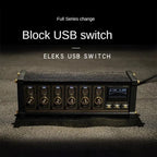 G-OUSSVE Cyberpunk Blocked USB Button Switch with Independent Control for Row Insertion, Retro Gold Plated Gift for Boyfriend Desktop Matching