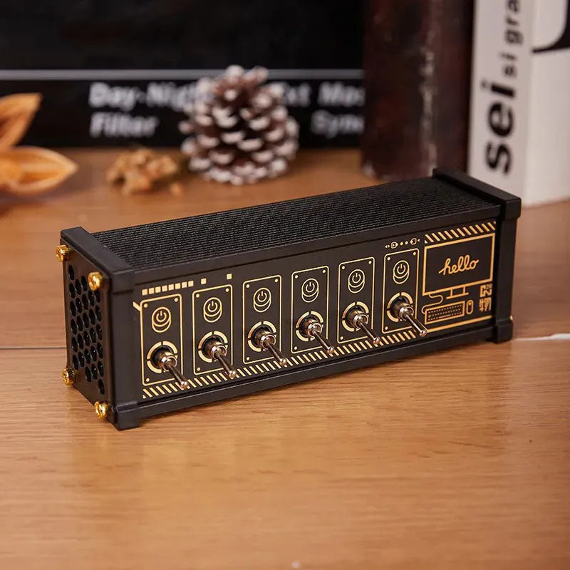 G-OUSSVE Cyberpunk Blocked USB Button Switch with Independent Control for Row Insertion, Retro Gold Plated Gift for Boyfriend Desktop Matching
