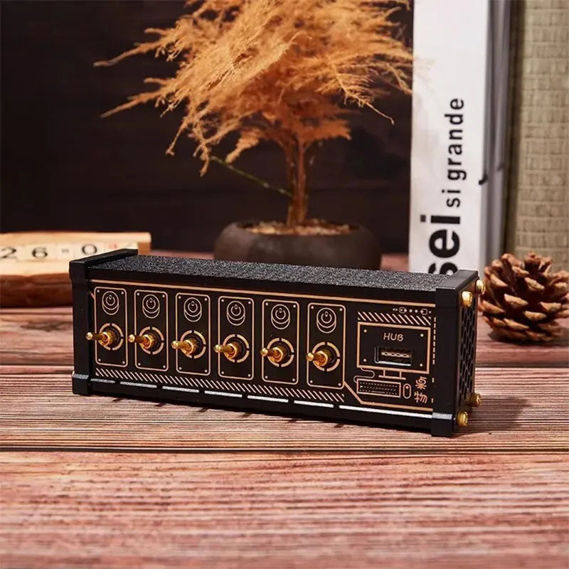 G-OUSSVE Cyberpunk Blocked USB Button Switch with Independent Control for Row Insertion, Retro Gold Plated Gift for Boyfriend Desktop Matching