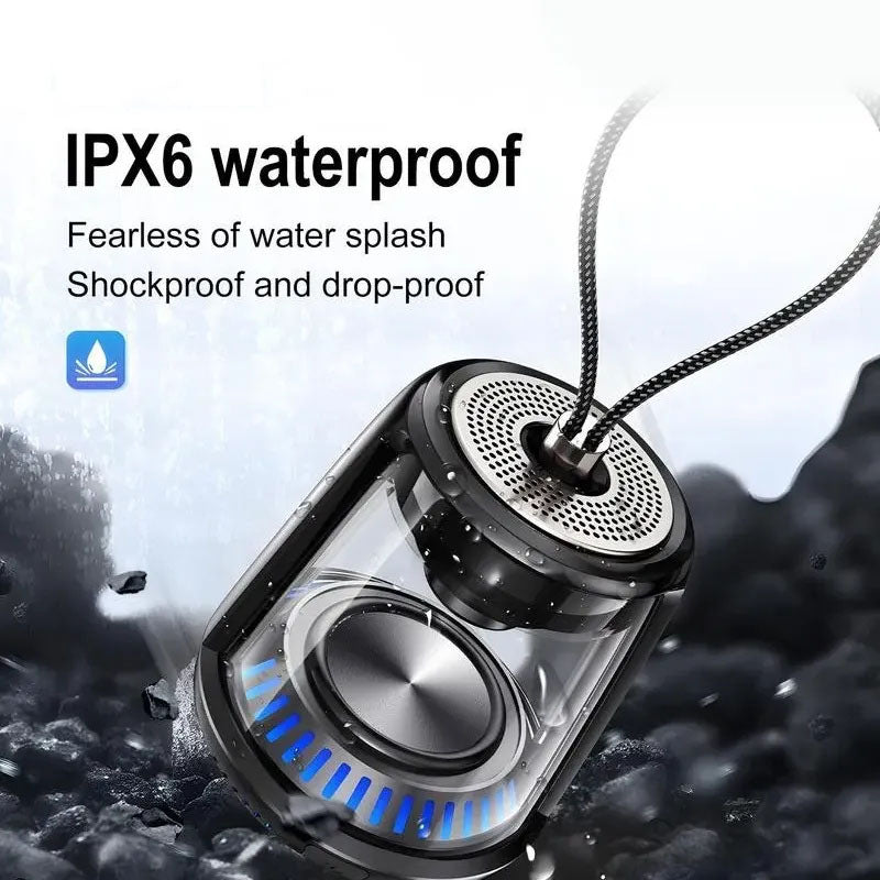 G-OUSSVE Portable Wireless Speaker, USB Rechargeable Bluetooth-compatible Speaker with RGB Dimmable Light, Outdoor Waterproof Speaker for Home Party Outdoor Beach